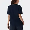 Schiesser dames pyjamashirt korte mouw - Mix & Relax - Los wijd katoenen pyjama shirt donkerblauw