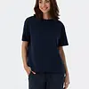 Schiesser dames pyjamashirt korte mouw - Mix & Relax - Los wijd katoenen pyjama shirt donkerblauw