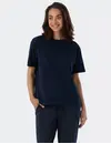 Schiesser dames pyjamashirt korte mouw - Mix & Relax - Los wijd katoenen pyjama shirt donkerblauw