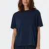 Schiesser dames pyjamashirt korte mouw - Mix & Relax - Los wijd katoenen pyjama shirt donkerblauw