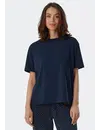 Schiesser dames pyjamashirt korte mouw - Mix & Relax - Los wijd katoenen pyjama shirt donkerblauw