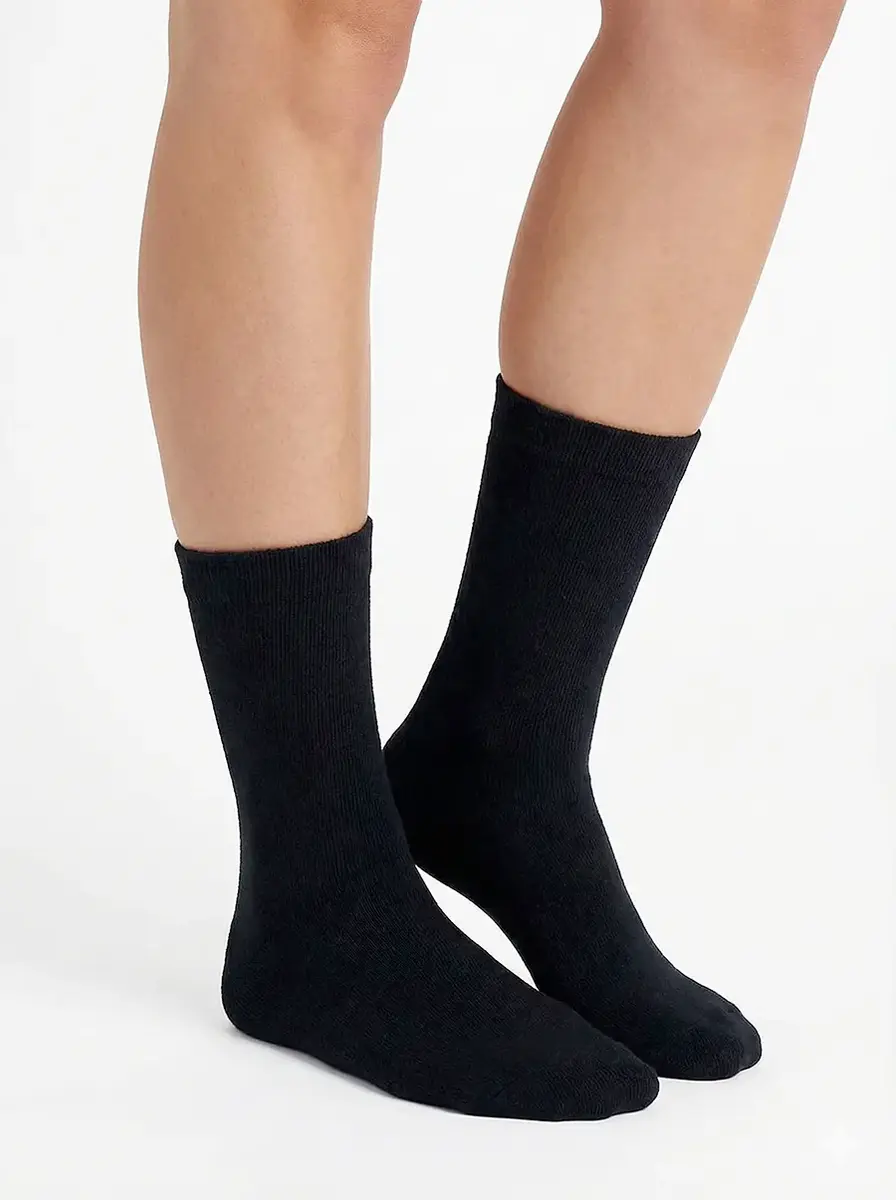 Teckel 2-paar Badstof sokken dames - Geheel badstof - Warme winter sokken - Huissokken