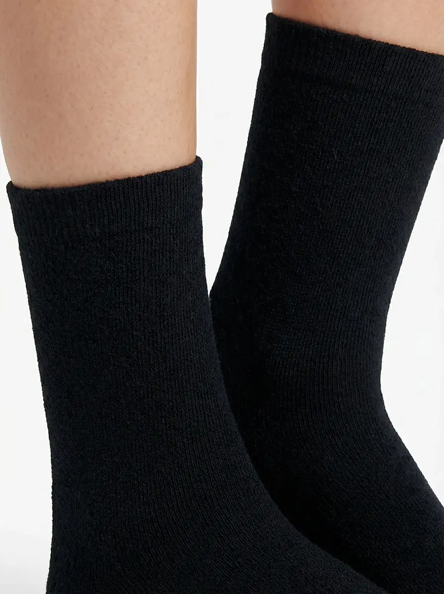 Teckel 2-paar Badstof sokken dames - Geheel badstof - Warme winter sokken - Huissokken