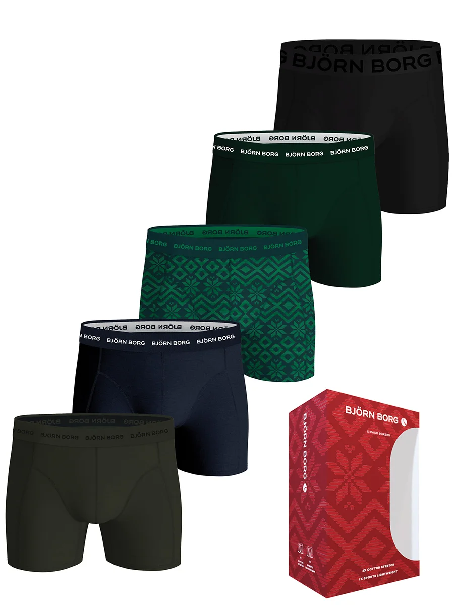 Bjorn Borg 5-Pack heren boxershorts - Cotton Stretch  - X-mas
