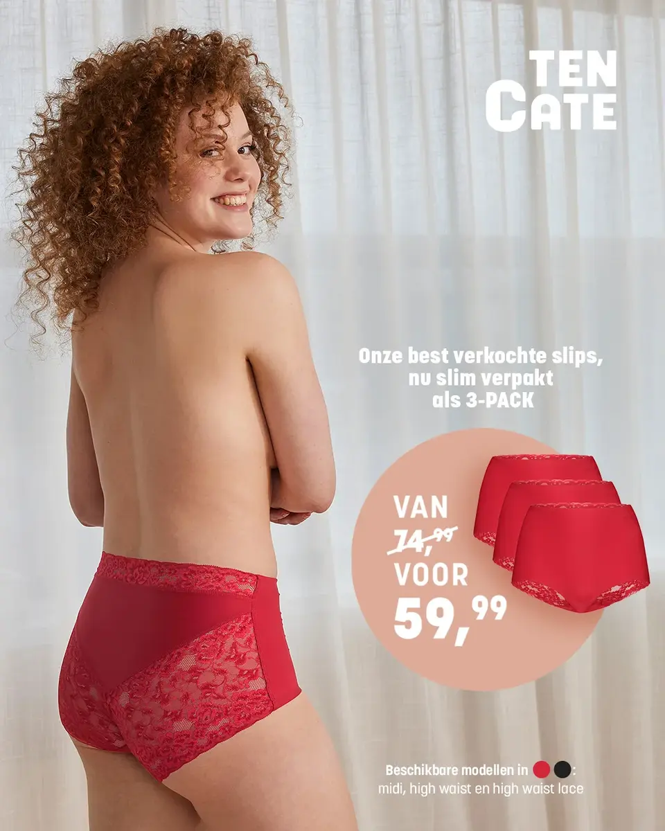 Ten Cate 3-pack secrets kanten high waist slip - 60828