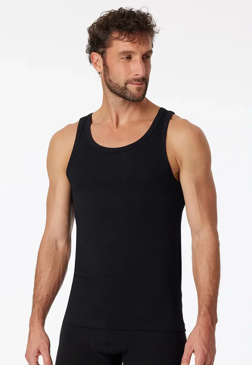 Schiesser 2-Packheren hemden 95/5 - Witte en zwarte Biologisch katoenen mannen onderhemden