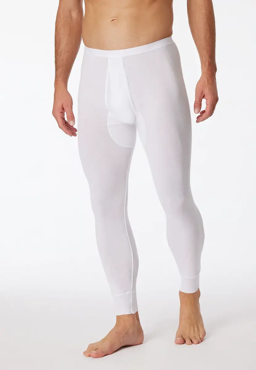 Schiesser lange onderbroek heren - Feinrip met gulp - 100% katoenen heren pantalon met sluiting