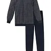 Schiesser pyjama heren katoen - Dark Sapphire - Nos - 100% Katoenen tricot heren pyjama blauw