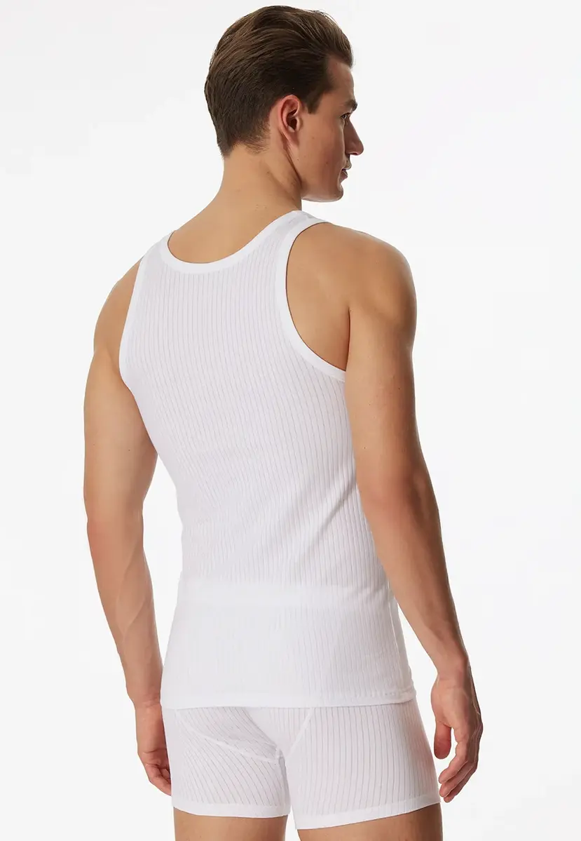 Schiesser 2-Pack heren hemden - Authentic - Elastisch katoenen mannen onderhemd - Singlet heren - Zwart - Wit