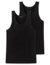 Schiesser 2-Pack heren hemden - Authentic - Elastisch katoenen mannen onderhemd - Singlet heren - Zwart - Wit