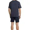 Schiesser heren shortama - Ebony Blue - Ruit - Katoenen zomer pyjama korte broek korte mouw