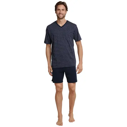 Schiesser heren shortama - Ebony Blue - Ruit