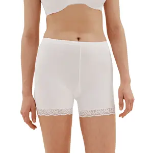 Fine Woman dames boxershort met kort pijpje - Elastisch katoenen kanten onderbroek