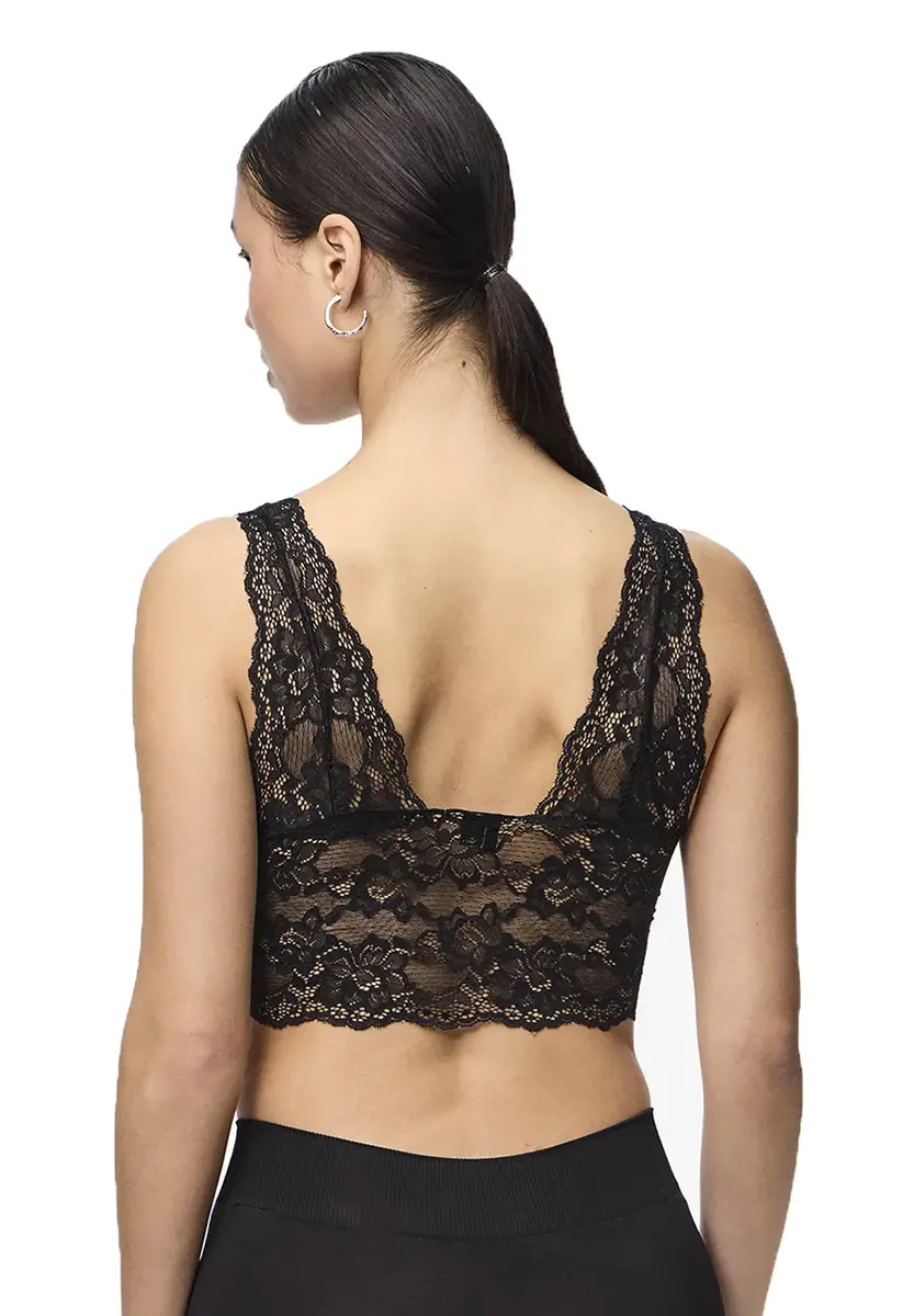 Pieces Bralette kant - Lace Bra Top - Zwarte dames kanten bh top -