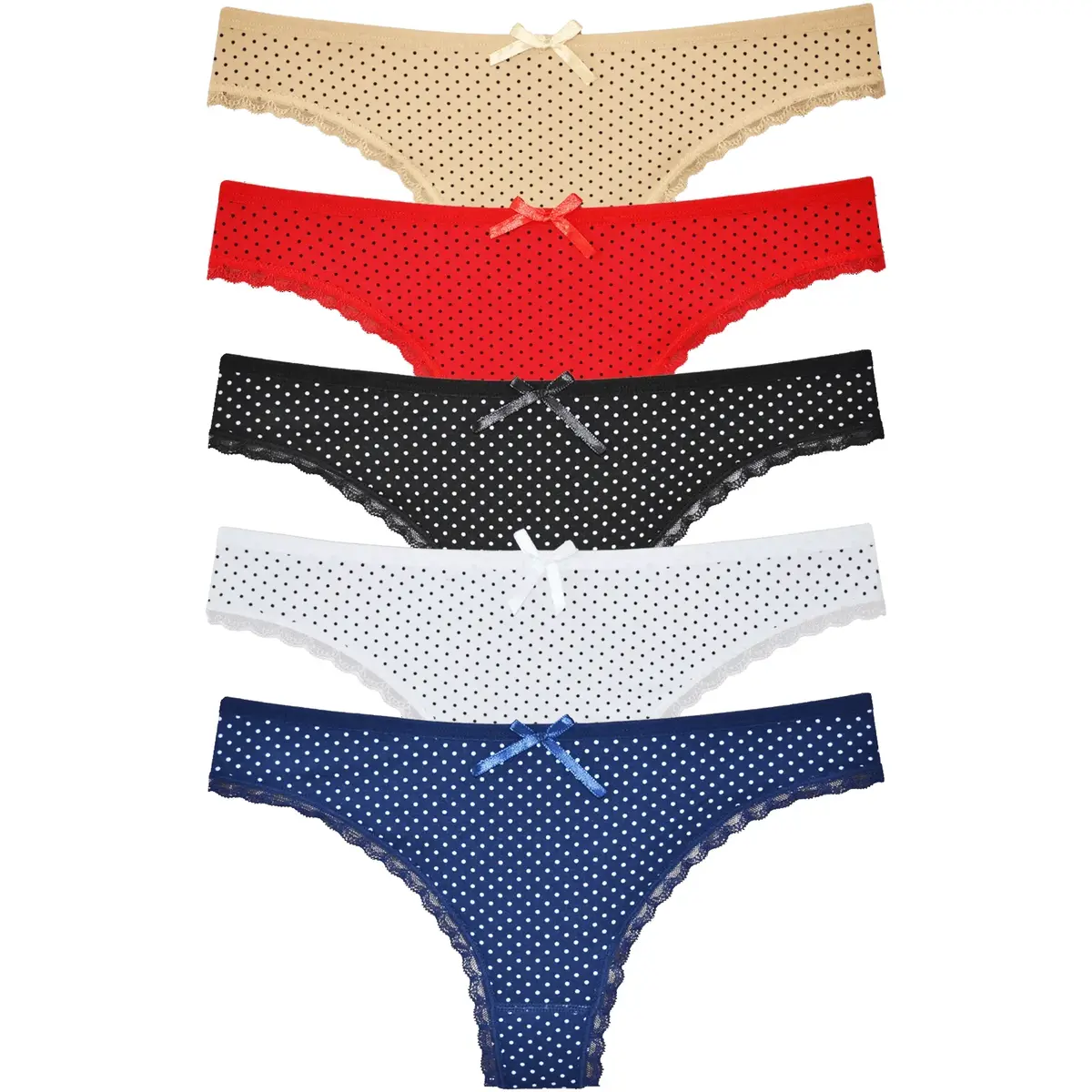 Fine woman 5-pack string Stippel - 806 - Multipack katoenen dames strings