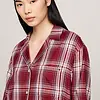 Tommy Hilfiger Dames flanellen nachthemd lange mouw - Ruit Rood - Knoopsluiting