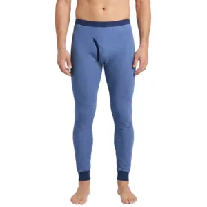 Beeren pantalon, blauwe streep, M2000 - Stevige lange heren onderbroek