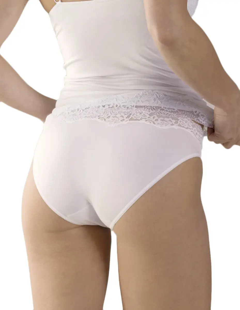 Nina von C kanten dames Tai slip - Jazzpant Modal - Kanten dames onderbroek - Zwart en wit