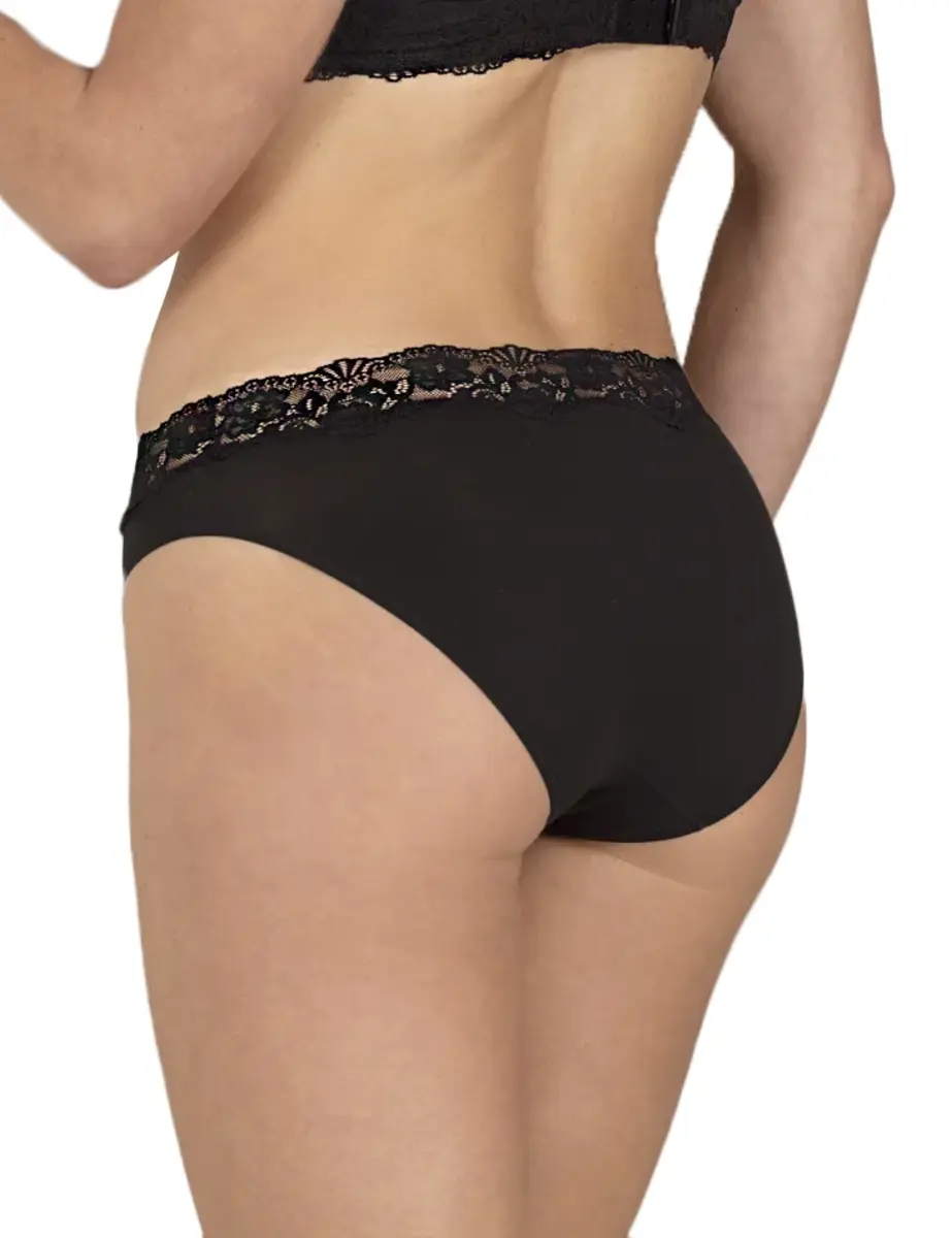Nina von C kanten dames Tai slip - Jazzpant Modal - Kanten dames onderbroek - Zwart en wit