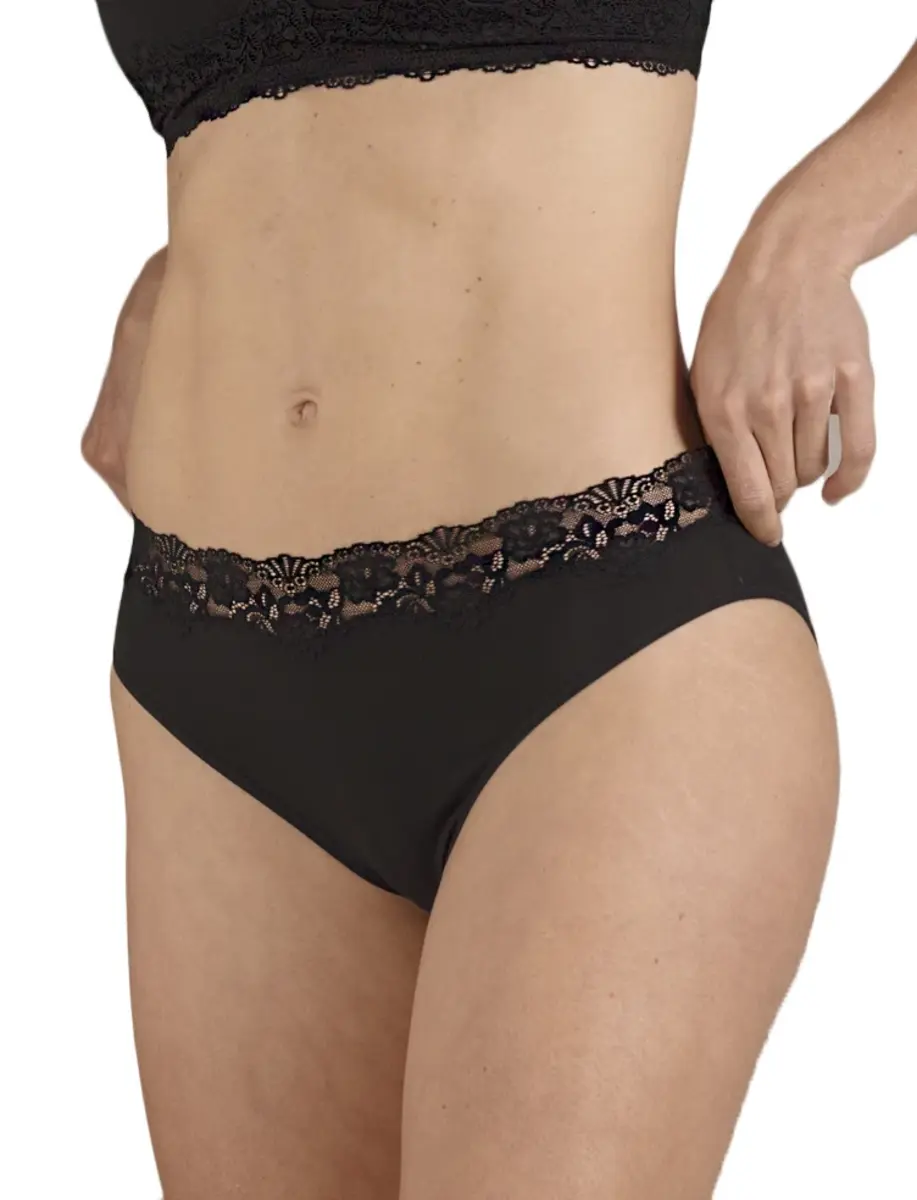 Nina von C kanten dames Tai slip - Jazzpant Modal - Kanten dames onderbroek - Zwart en wit