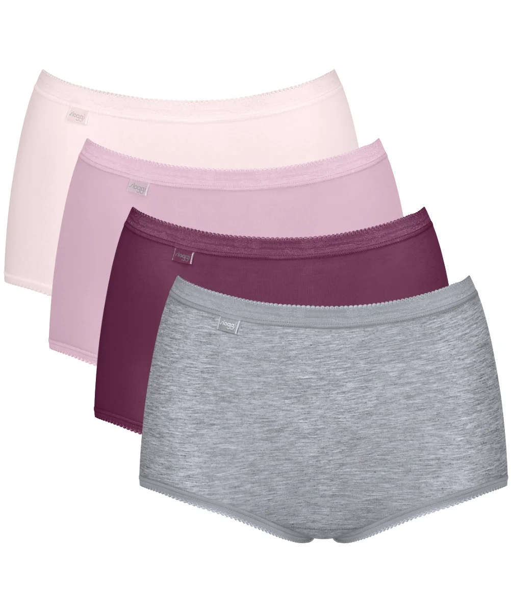 Sloggi 4-pack dames Basic Maxi slips - Pink combi