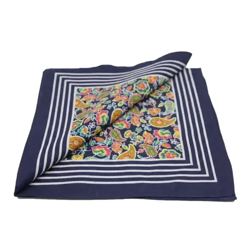 Boeren zakdoek Paisley donkerblauw 55 x 55 cm