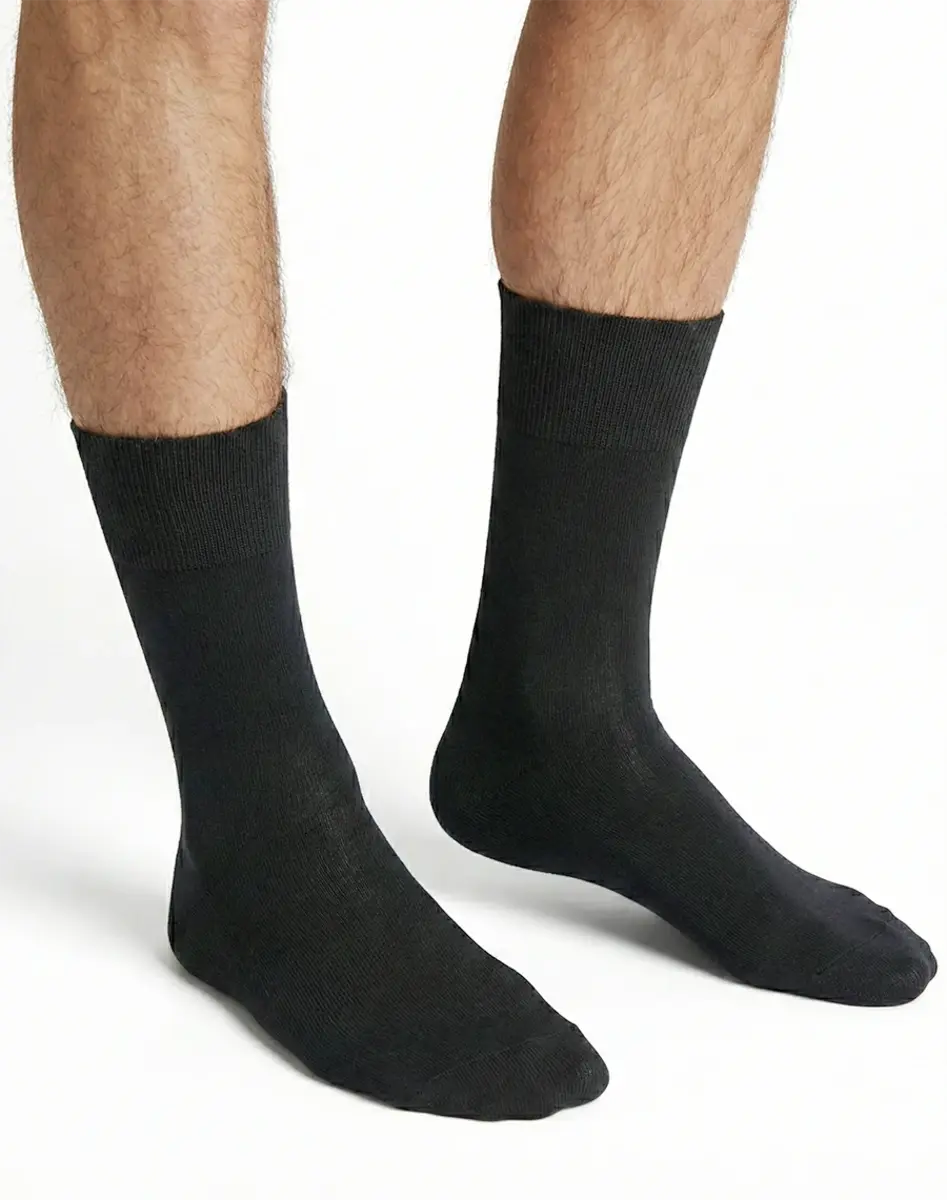 FALKE 3-paar heren wollen sokken - Airport - Hoge wollen kousen - Anti slip sokken - Vliegtuig sokken- Reis kousen