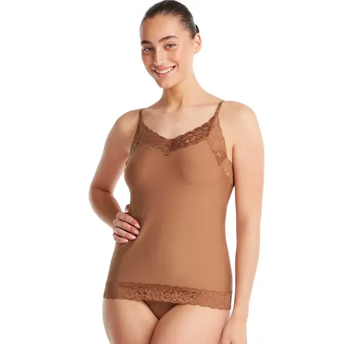 Ten Cate Secrets kanten dames hemd Spaghetti - Hazelnoot