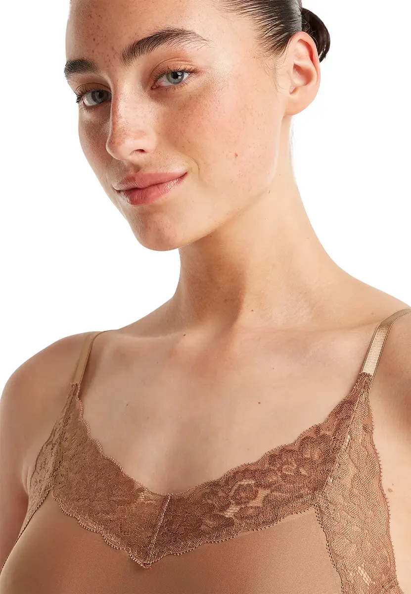 Ten Cate Secrets kanten dames hemd Spaghetti - Hazelnoot - Invisible dames onderhemd naadloos