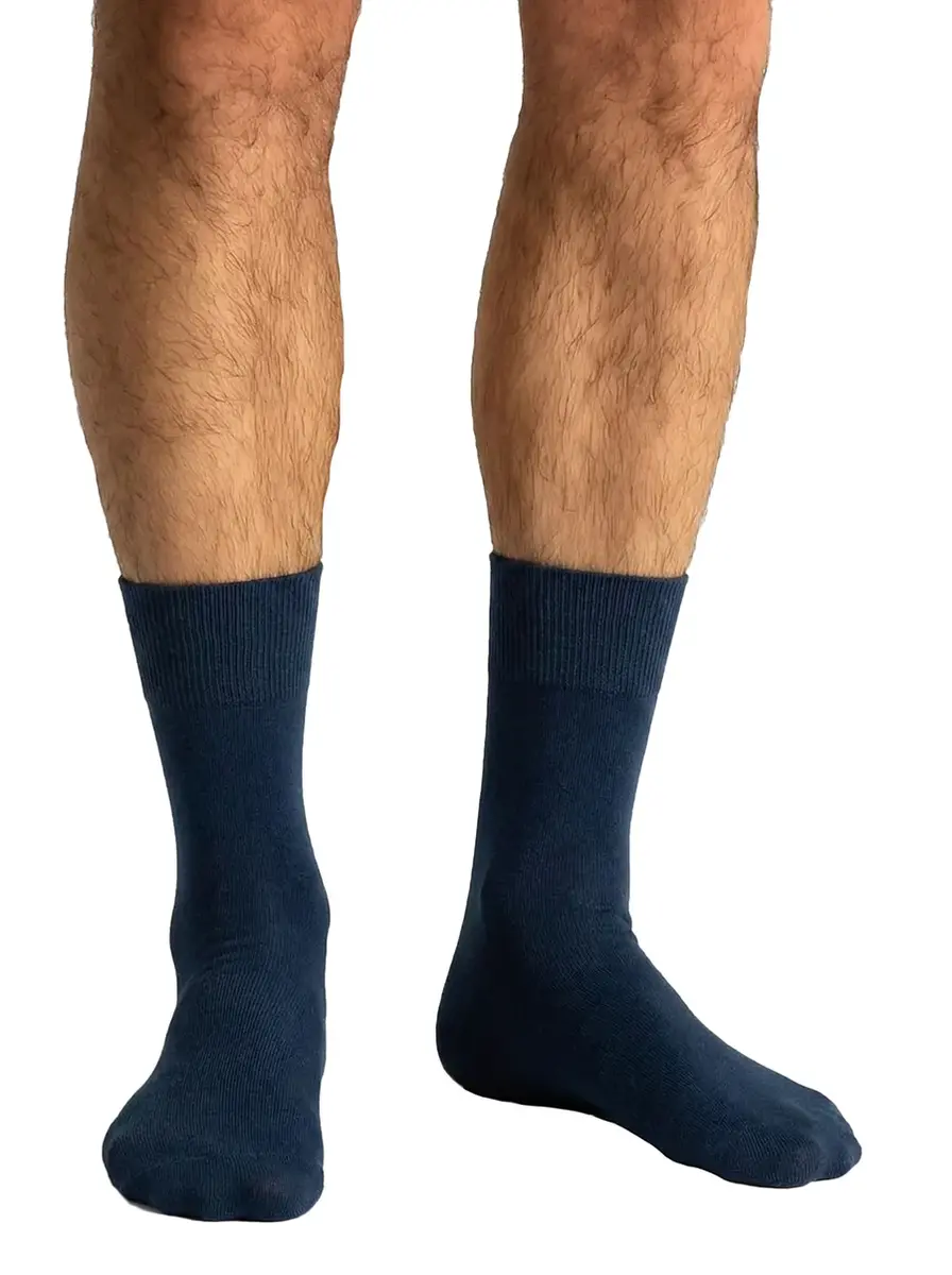 Basset heren katoenen sokken 1 paar - Naadloze sokken - Zachte kousen - zwart, blauwe, huidskleur - Witte sokken