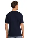 Schiesser heren pyjama shirt korte mouw - Donkerblauw - 100% katoenen los pyjamashirt voor heren