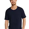 Schiesser heren pyjama shirt korte mouw - Donkerblauw - 100% katoenen los pyjamashirt voor heren