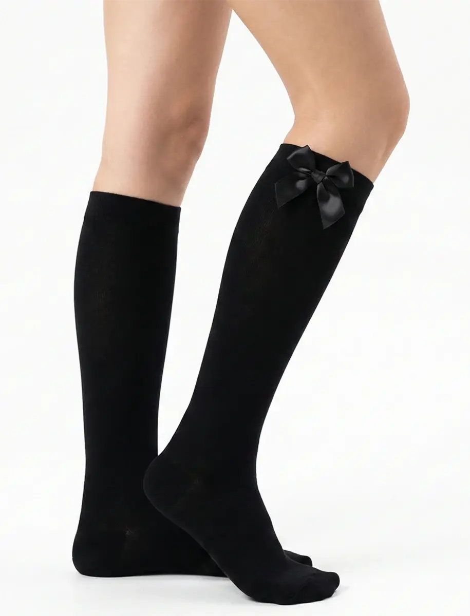 Yellowmoon kinder/dames kniekous 1 paar - Strik - Hoge katoenen sokken