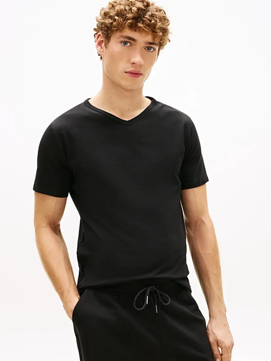 Tommy Hilfiger 3-pak Heren Katoenen T-Shirt V-hals  - Basic ondershirts korte mouw - Ronde hals - Copy