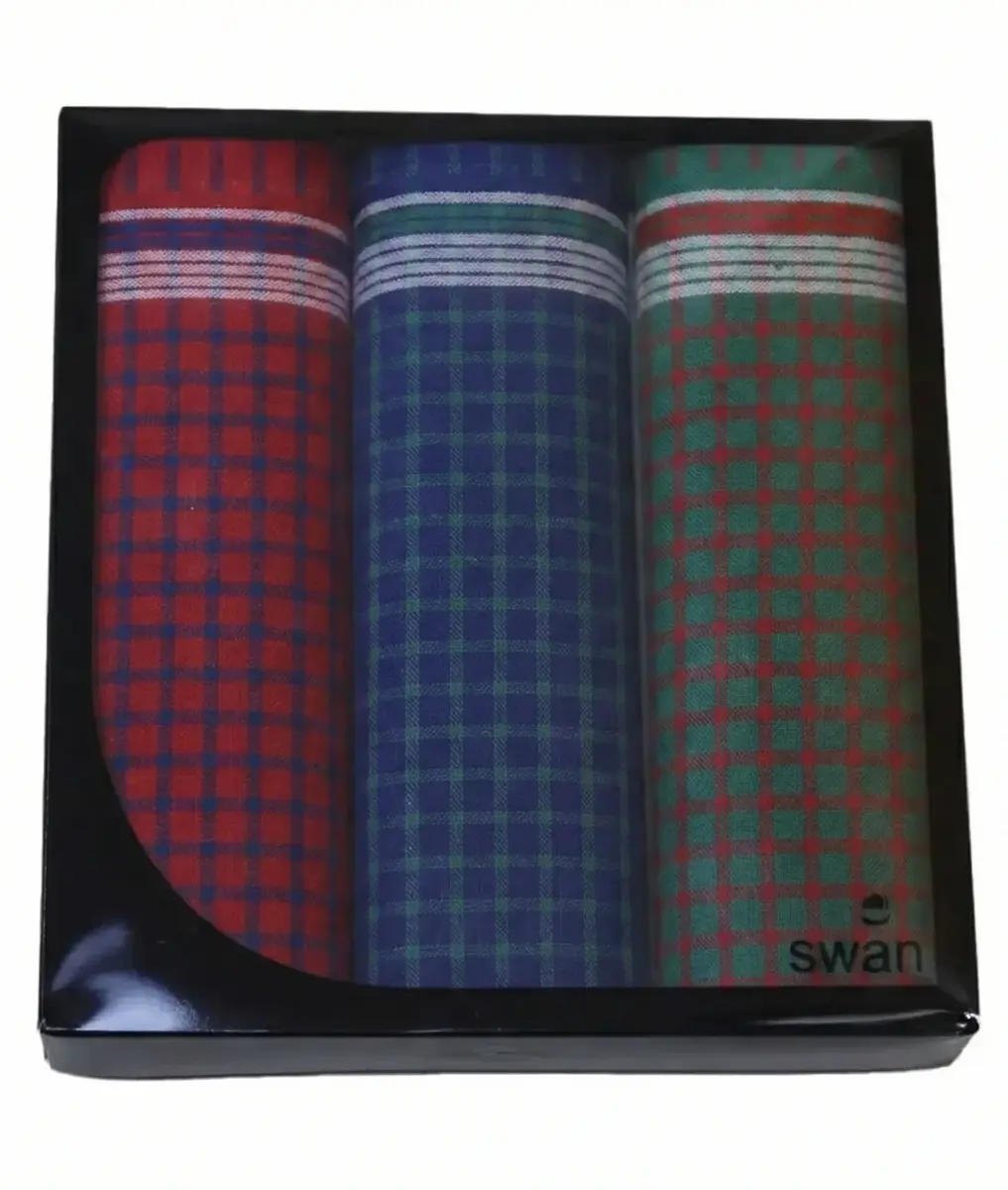 Swan 3 stuks Heren zakdoeken Blok donker - Cadeauverpakking