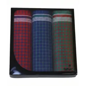 Swan 3 stuks Heren zakdoeken Blok donker - Cadeauverpakking