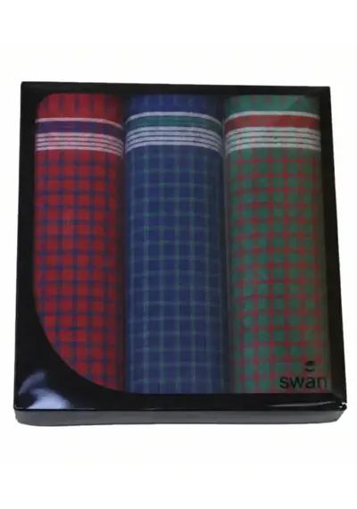 Swan 3 stuks Heren zakdoeken Blok donker