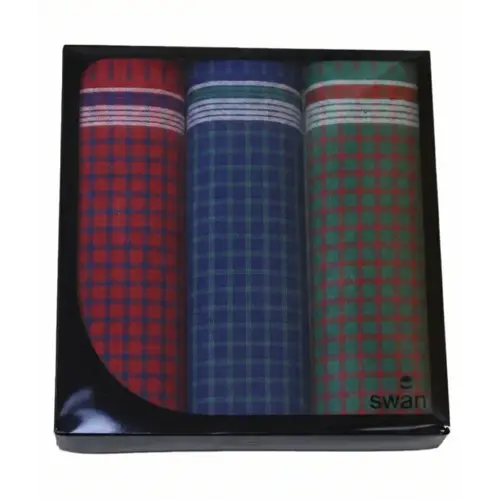 Swan 3 stuks Heren zakdoeken Blok donker