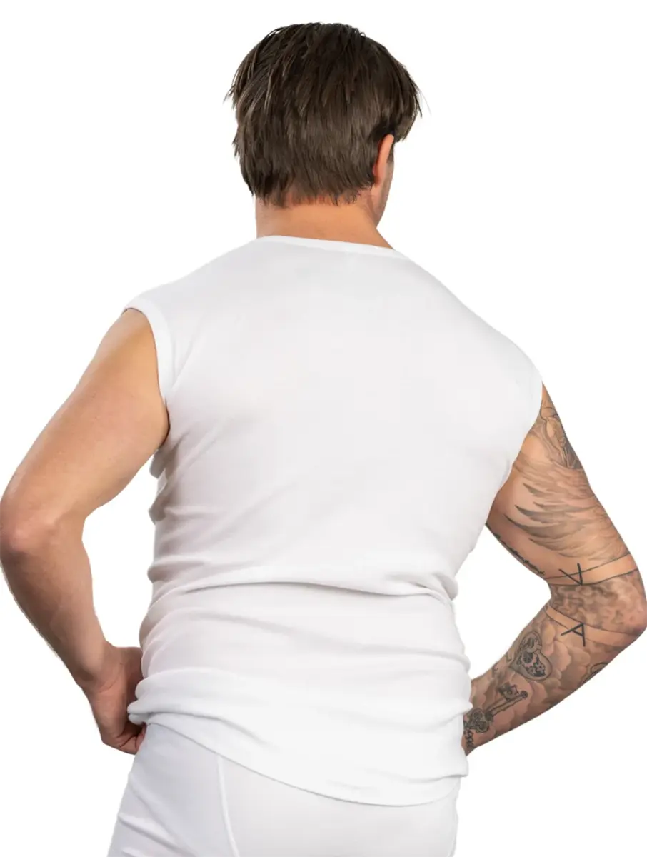 HL-tricot mouwloos shirt heren - 100% katoen - Ondershirt zonder mouwen wit - Mannen