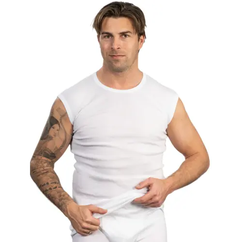 HL-tricot mouwloos shirt heren - 100% katoen