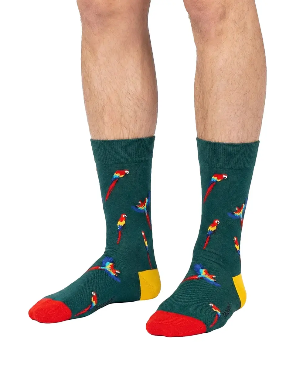 Benyson Sokken Papegaai - Organisch katoen 1- Paar - Vrolijke katoenen sokken met leuke en grappige print - Dames - Heren