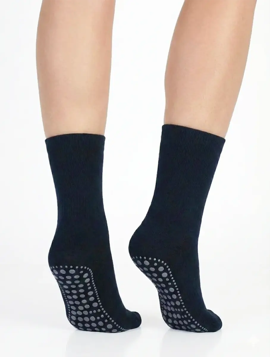 Basset  Homepads Antislip sokken donkerblauw 1-paar - Katoenen Grip huissokken