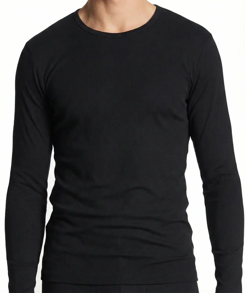 HL-tricot heren ondershirt Lange mouw zwart - Heren T-shirt 100% katoen