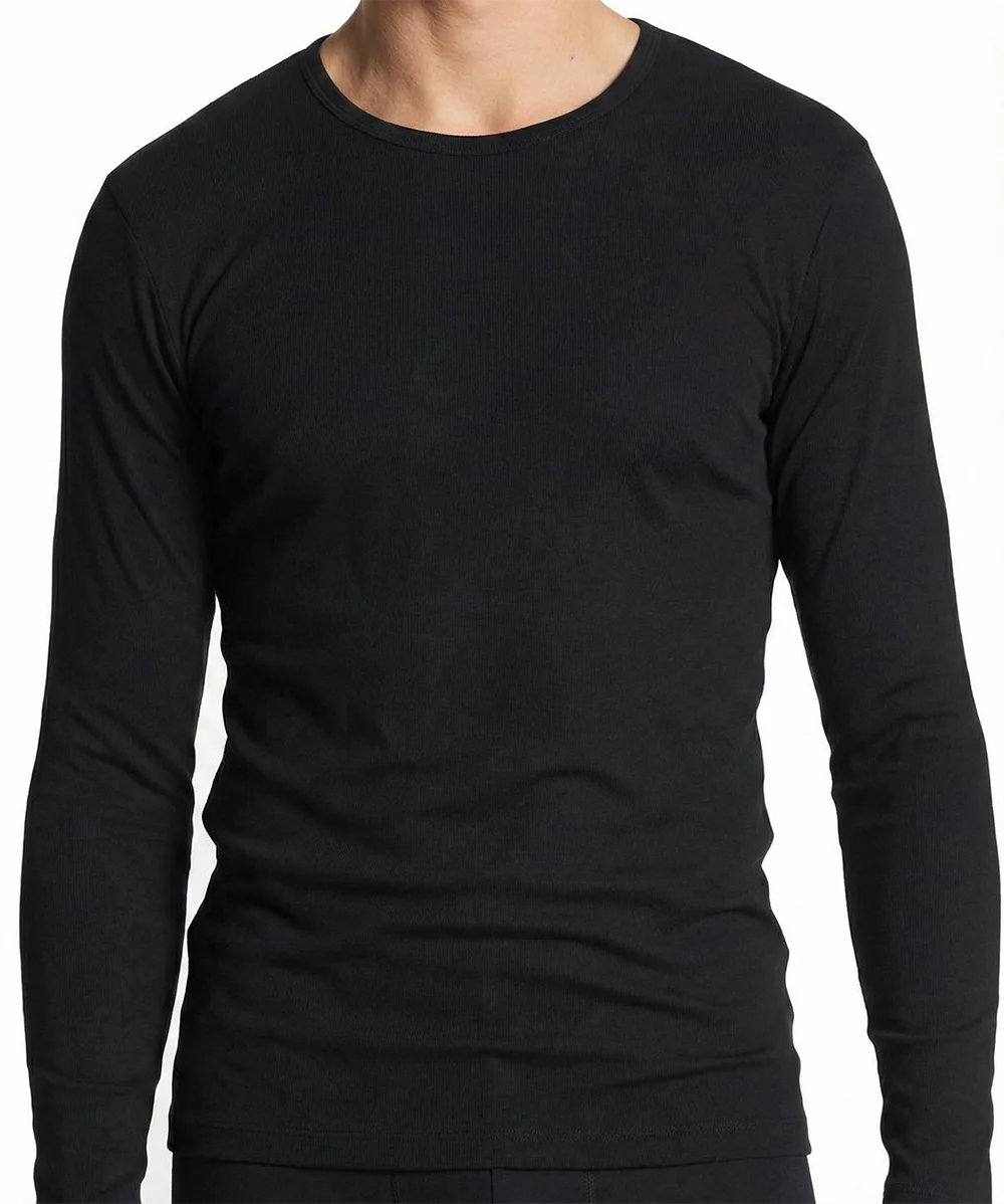 HL-tricot heren ondershirt Lange mouw zwart