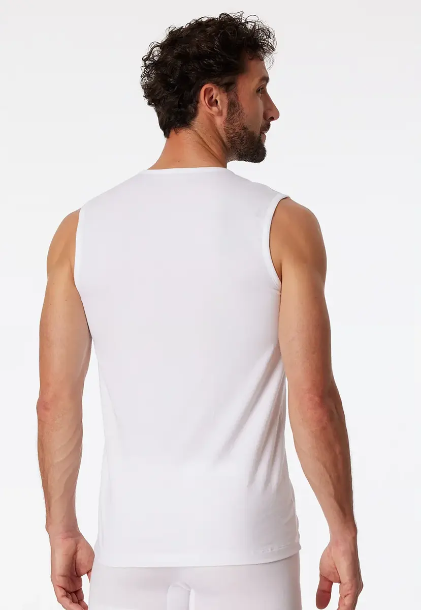 Schiesser 2-Pack mouwloos shirt  - 95/5  - Biologisch katoen - Witte mouwloze shirts zonder mouwen met ronde hals