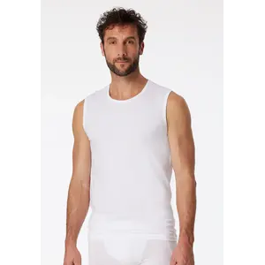 Schiesser 2-Pack mouwloos shirt  - 95/5  - Biologisch katoen - Witte mouwloze shirts zonder mouwen met ronde hals