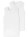 Schiesser 2-Pack mouwloos shirt  - 95/5  - Biologisch katoen - Witte mouwloze shirts zonder mouwen met ronde hals