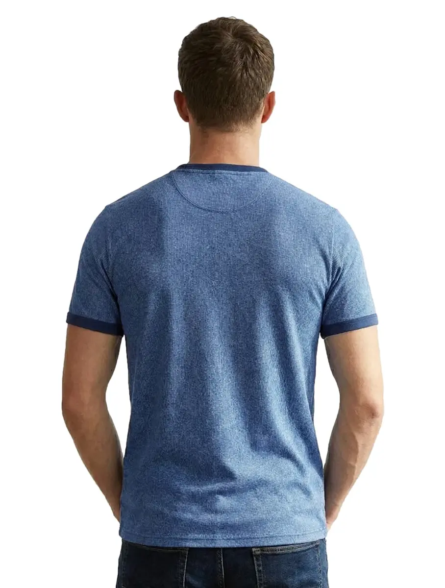 Beeren hemd korte mouw, blauwe streep M2000 - Duurzaam heren ondershirt - T-shirt