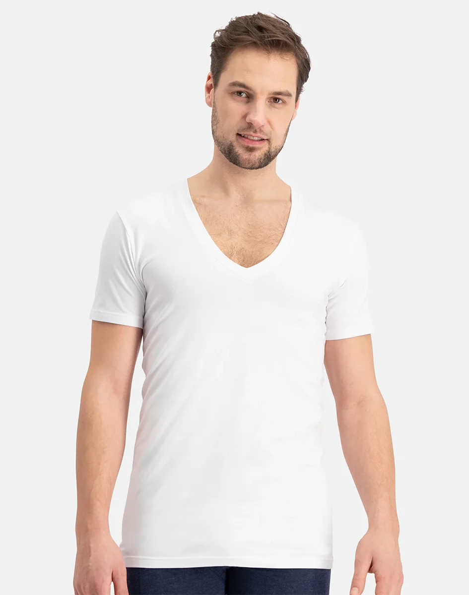 Bamboo Basics 2-pak heren T-shirts V-hals - slim fit - Vigo