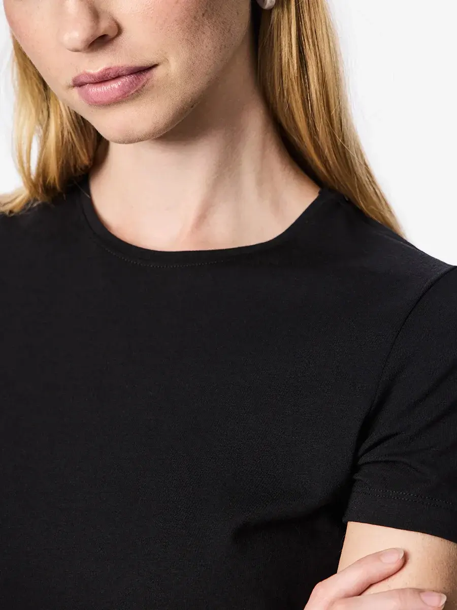 Pieces dames ondershirt korte mouw - T-shirt vrouwen katoen - Slim fit aansluitend